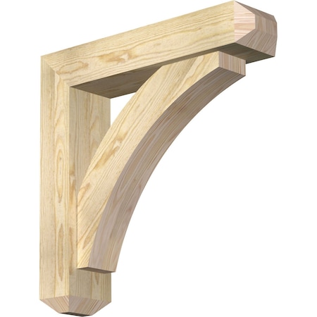 Ekena Millwork Thorton Craftsman Rough Sawn Bracket w/ Offset Brace, Douglas Fir, 6"W x 26"D x 26"H BKT0604X26X26THR04RDF